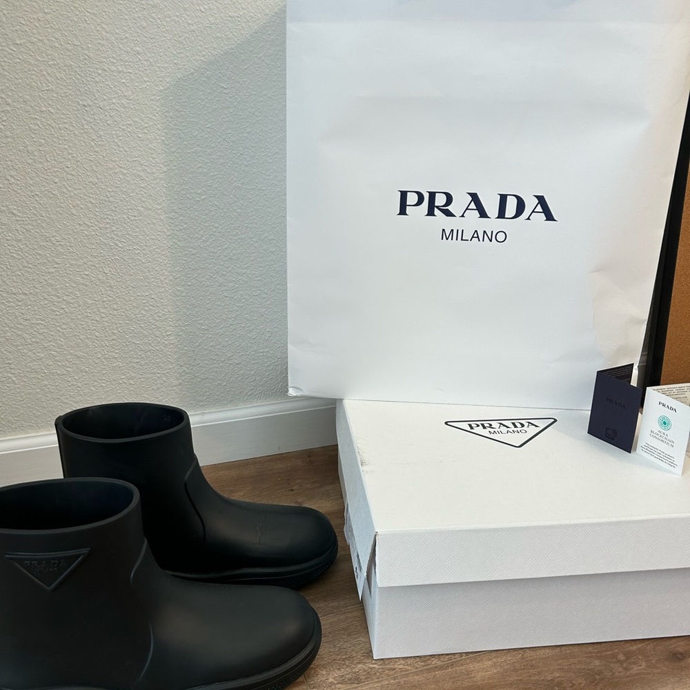Prada Black Rain boots Men size 43 IT. Worn once